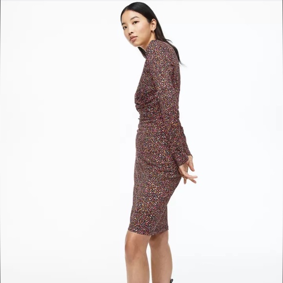 NWT H&M Women’s MAMA Maternity Colorful Speckled KNOT-DETAIL NURSING DRESS - Picture 4 of 16